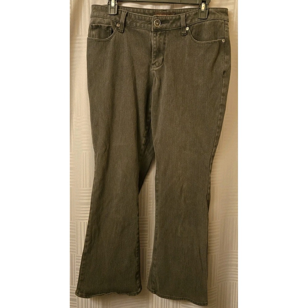 Coldwater Creek Jeans Womens 10P Dark Green Denim Stretch Straight‎ Leg Pockets